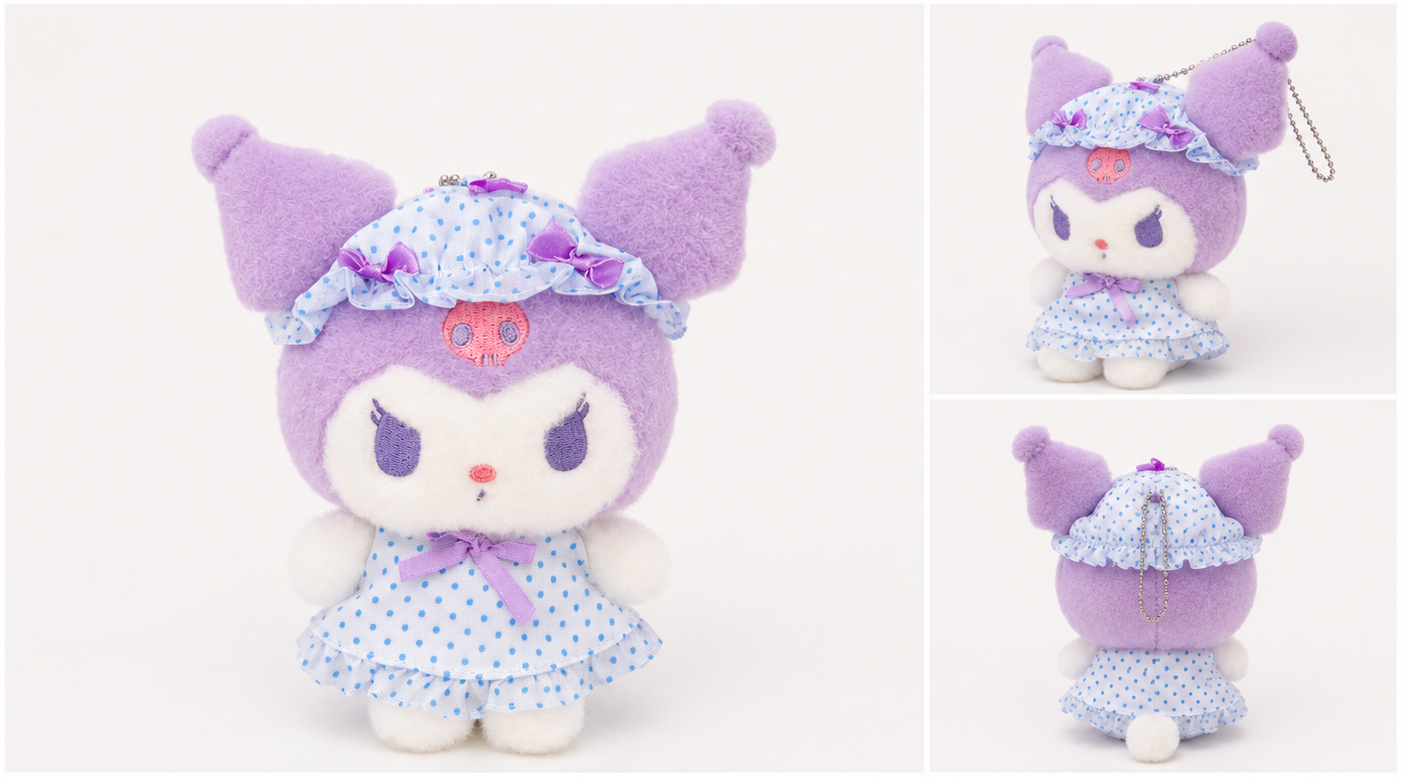 Kuromi - Sanrio Character Mascot (Nightcap ver.) Plush Keychain
