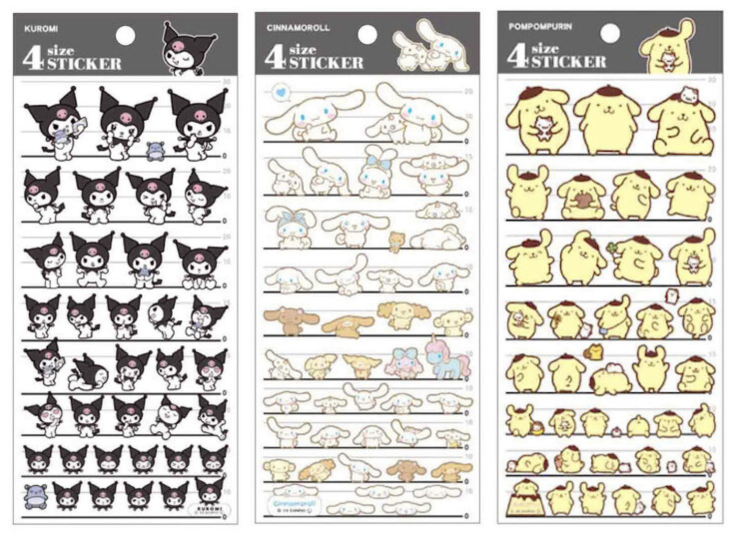 Sanrio Characters 4 size Stickers (Options available)