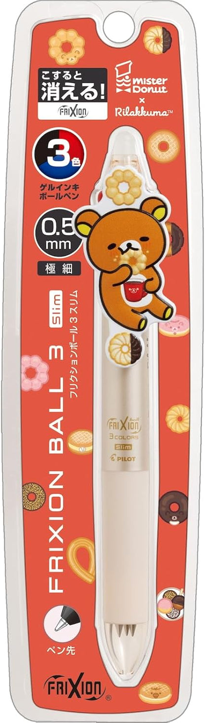 Rilakkuma Mister Donut Collection Multicolor FriXion Ball 3 Slim 0.5mm with Mascot (3 colours)