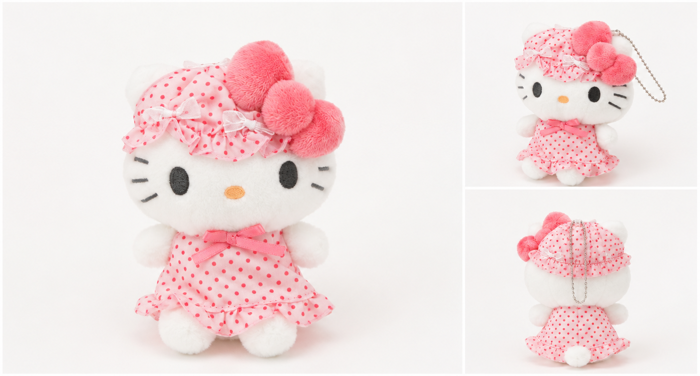 Hello Kitty - Sanrio Character Mascot (Nightcap ver.) Plush Keychain