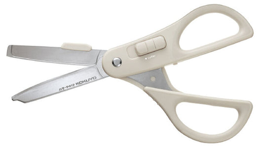 Kokuyo - Hakoake 2 Way Scissors x Cutter (Light Grey)